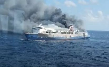 Five dead, 41 missing after ferry fire off Madura as rescue operations continue