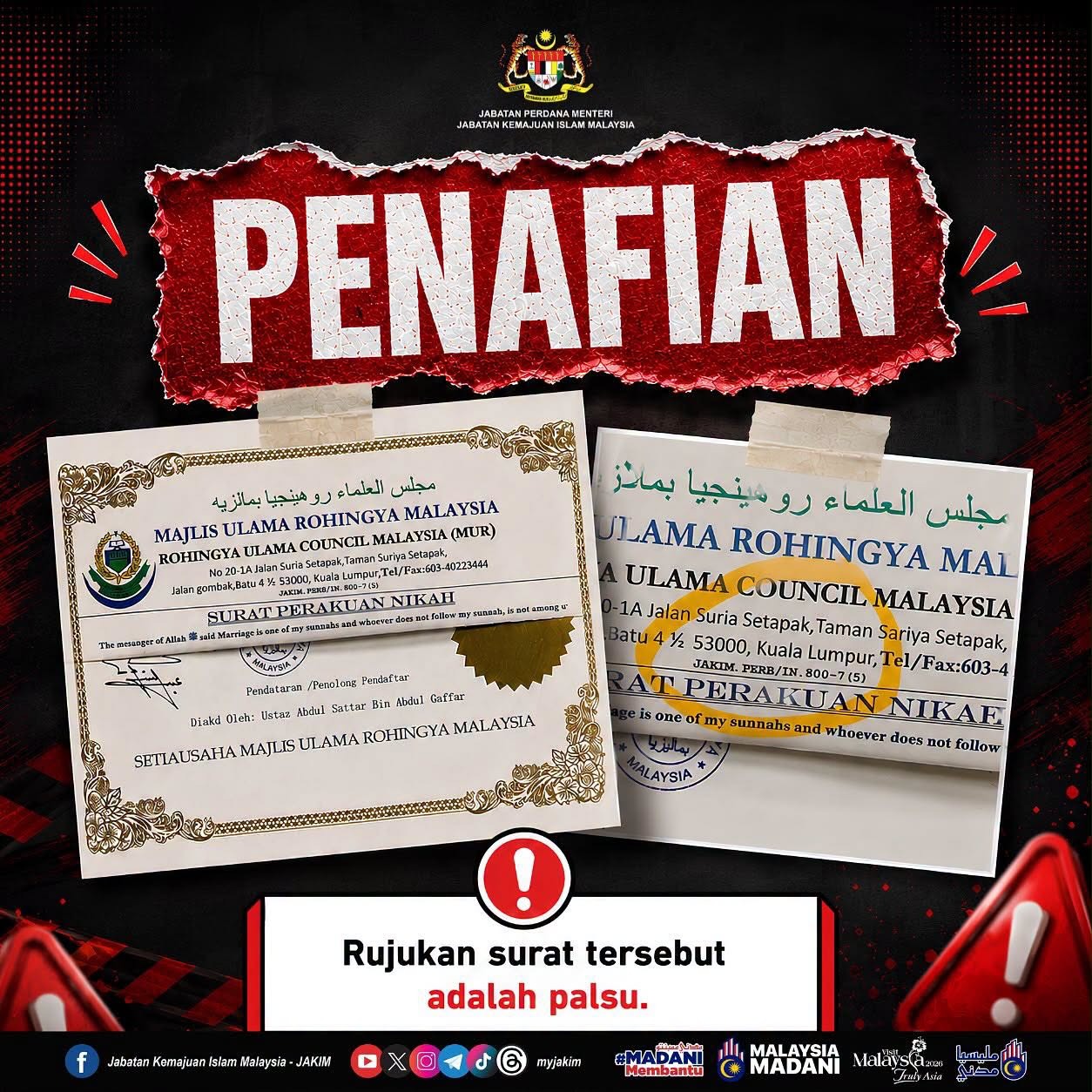 JAKIM Debunks Viral Marriage Letter as Forgery
