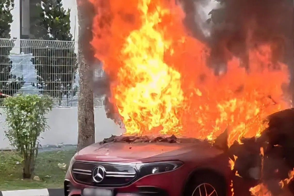 Electric Vehicle Fire at Woodlands HDB Carpark Raises Safety Questions