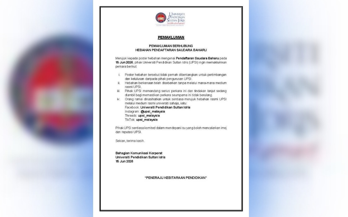 UPSI Denies Involvement in Viral 'Saudara Baharu' Registration Poster