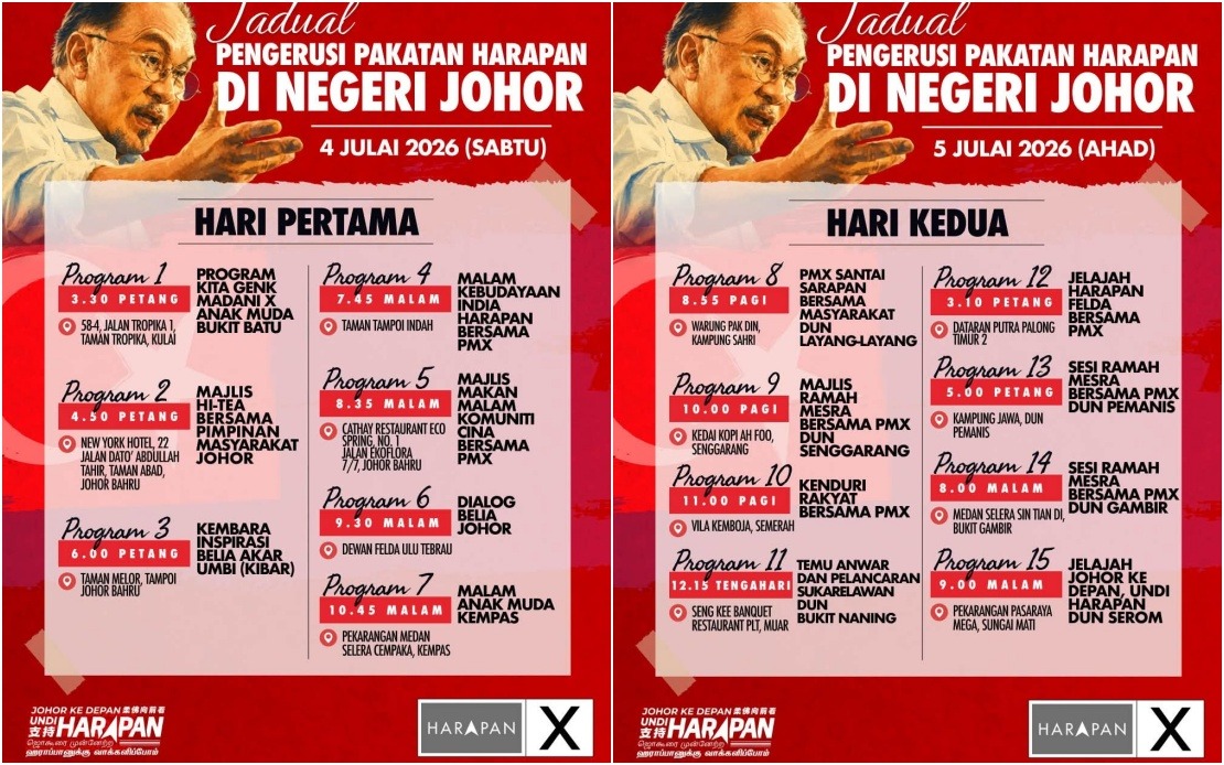Anwar Ibrahim Embarks on Intensive Johor Campaign Blitz to Energise Pakatan Harapan Base