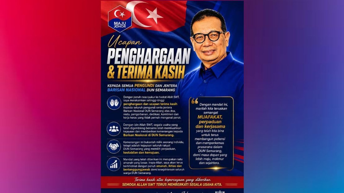 Samsolbari Jamali Secures Historic Sixth Term in Semarang, Extends BN Dominance in Johor