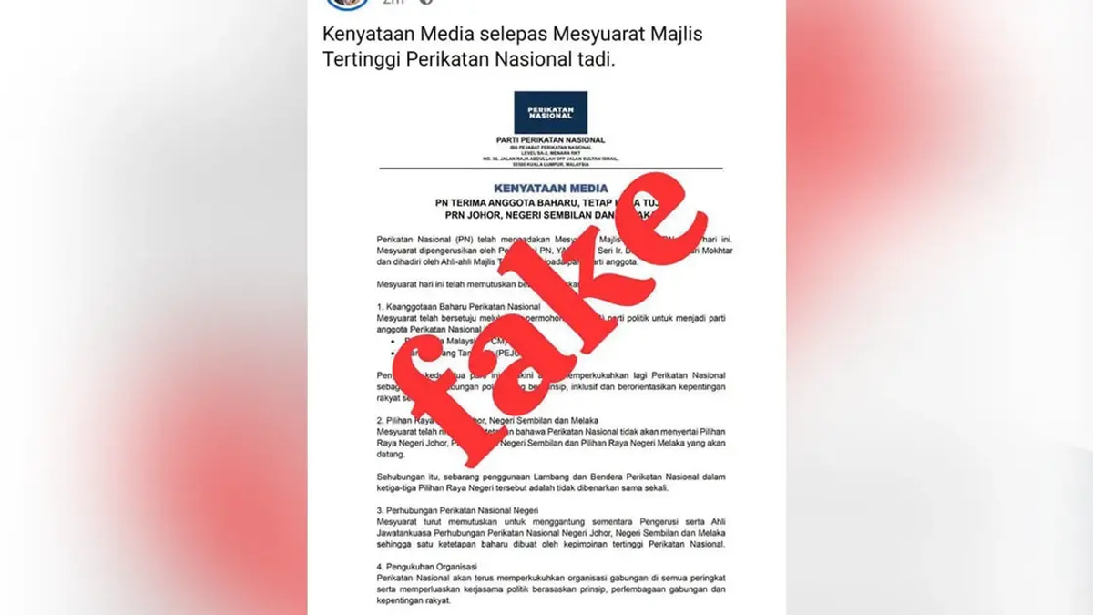 Perikatan Nasional Denies Circulating Fraudulent Statement on State Election Boycott