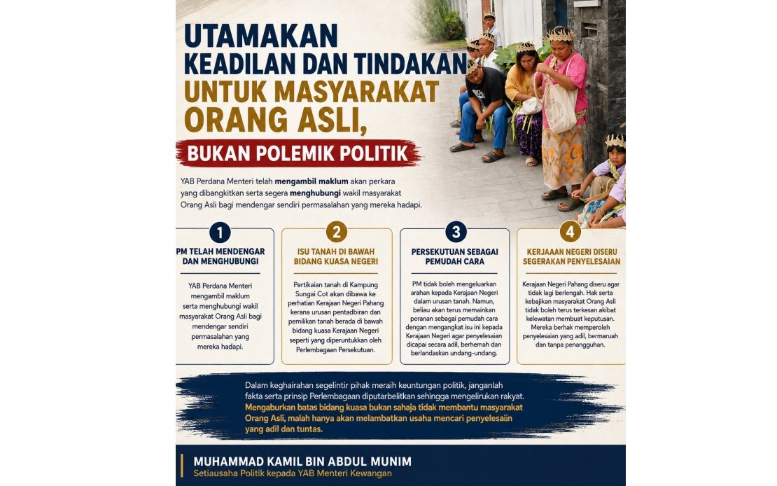 Anwar Ibrahim Pledges Continued Support for Kampung Sungai Cot Orang Asli Land Dispute