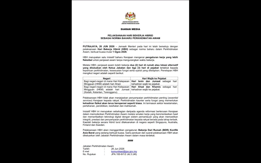 Malaysia's Civil Service To Adopt Hybrid Work Model From August 1