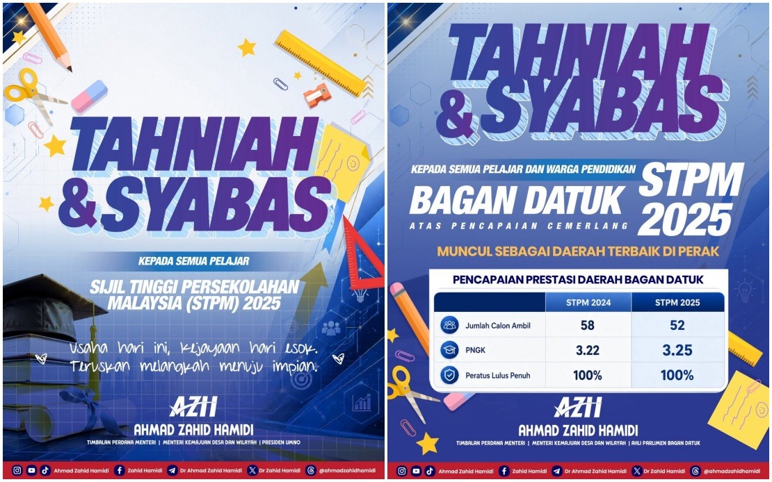 Bagan Datuk Tops Perak in STPM 2025 Results, DPM Ahmad Zahid Lauds Achievement